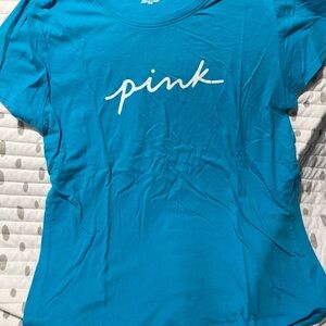 PINK Victoria's Secret Blue Crew Neck Short Sleeve Tee